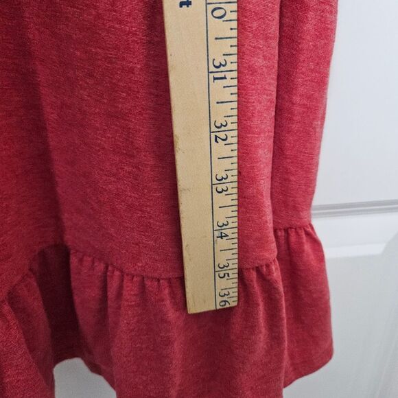 Emerald Knit Dress Women's 2X Red Round Neck Long Sleeve Ruffles Peasant NWT - Picture 6 of 10